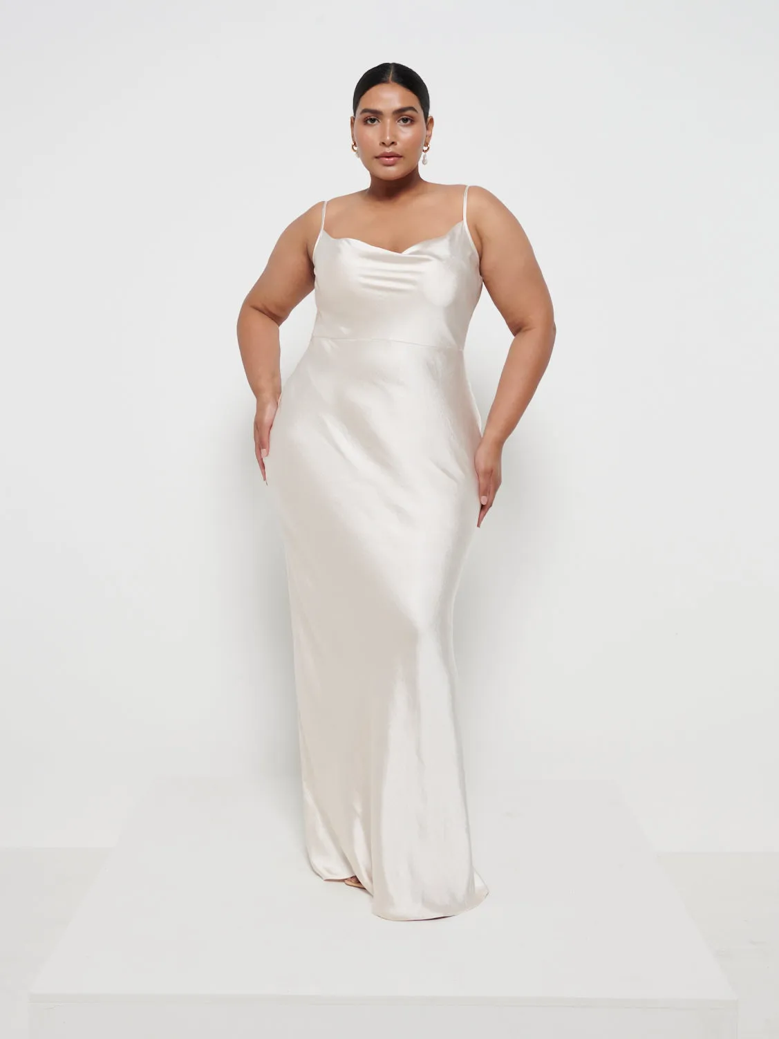 Keisha Maxi Bridesmaid Dress Curve - Matte Champagne sold by Pretty Lavish