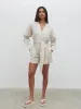 Emilie Belted Playsuit - Oatmeal sold by Pretty Lavish