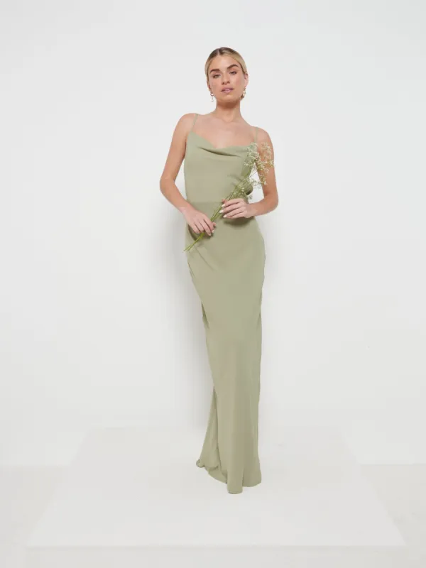 Keisha Chiffon Maxi Bridesmaid Dress - Olive sold by Pretty Lavish