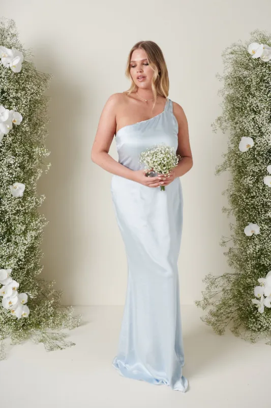 Amelia Tie Maxi Bridesmaid Dress - Matte Ice Blue sold by Pretty Lavish