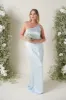 Amelia Tie Maxi Bridesmaid Dress - Matte Ice Blue sold by Pretty Lavish
