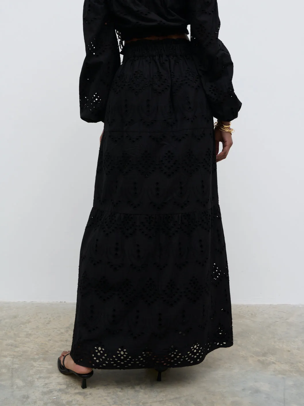 Lilla Broderie Maxi Skirt - Black sold by Pretty Lavish product image thumbnail 4