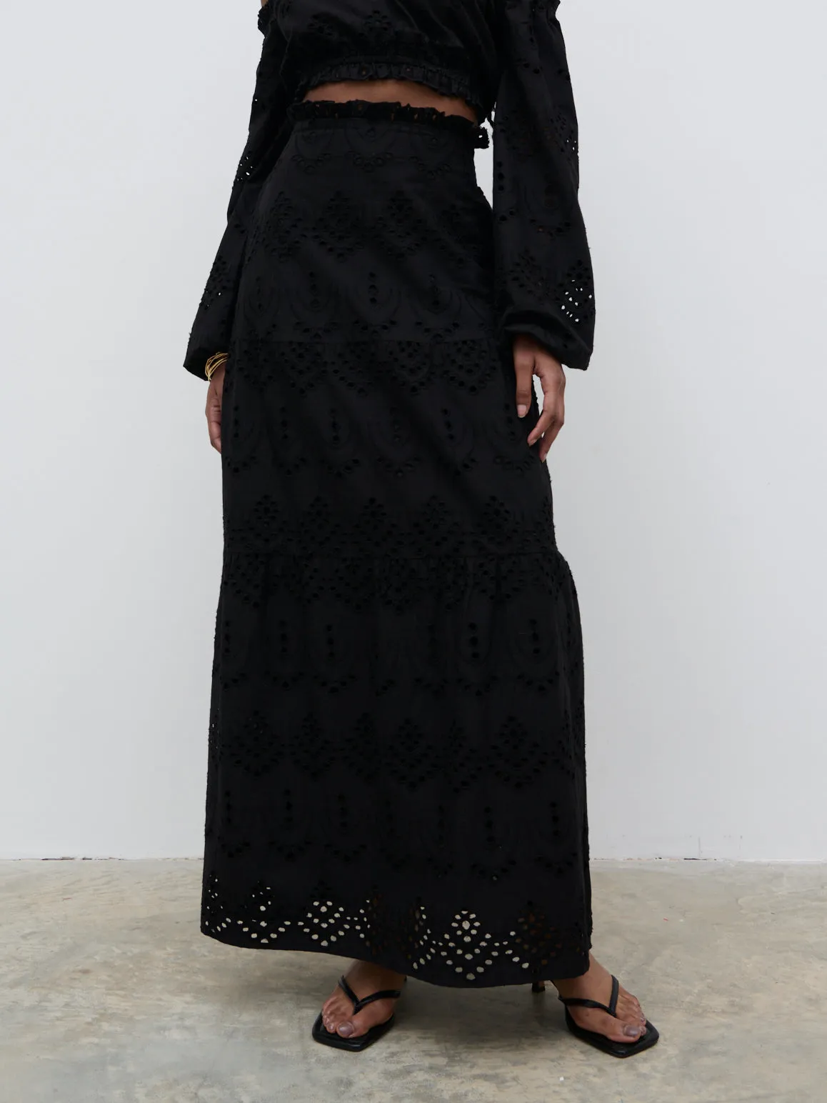 Lilla Broderie Maxi Skirt - Black sold by Pretty Lavish product image thumbnail 2