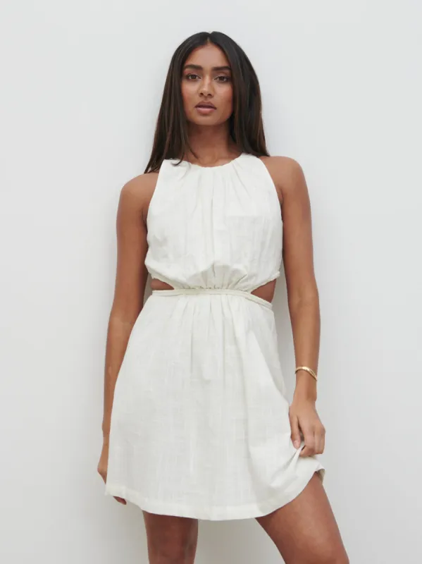 Melody Cut Out Mini Dress - Cream sold by Pretty Lavish