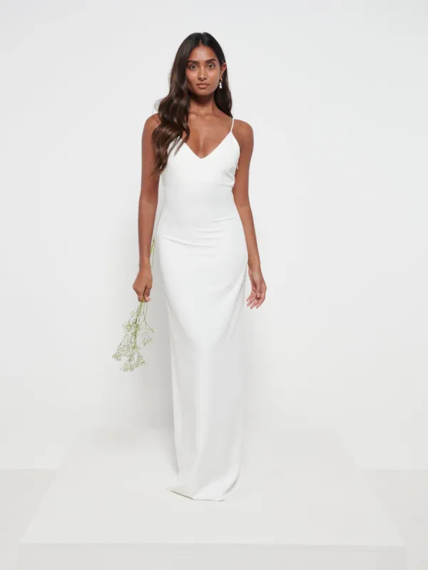 Tillie V-Neck Maxi Bridesmaid Dress - Ivory sold by Pretty Lavish