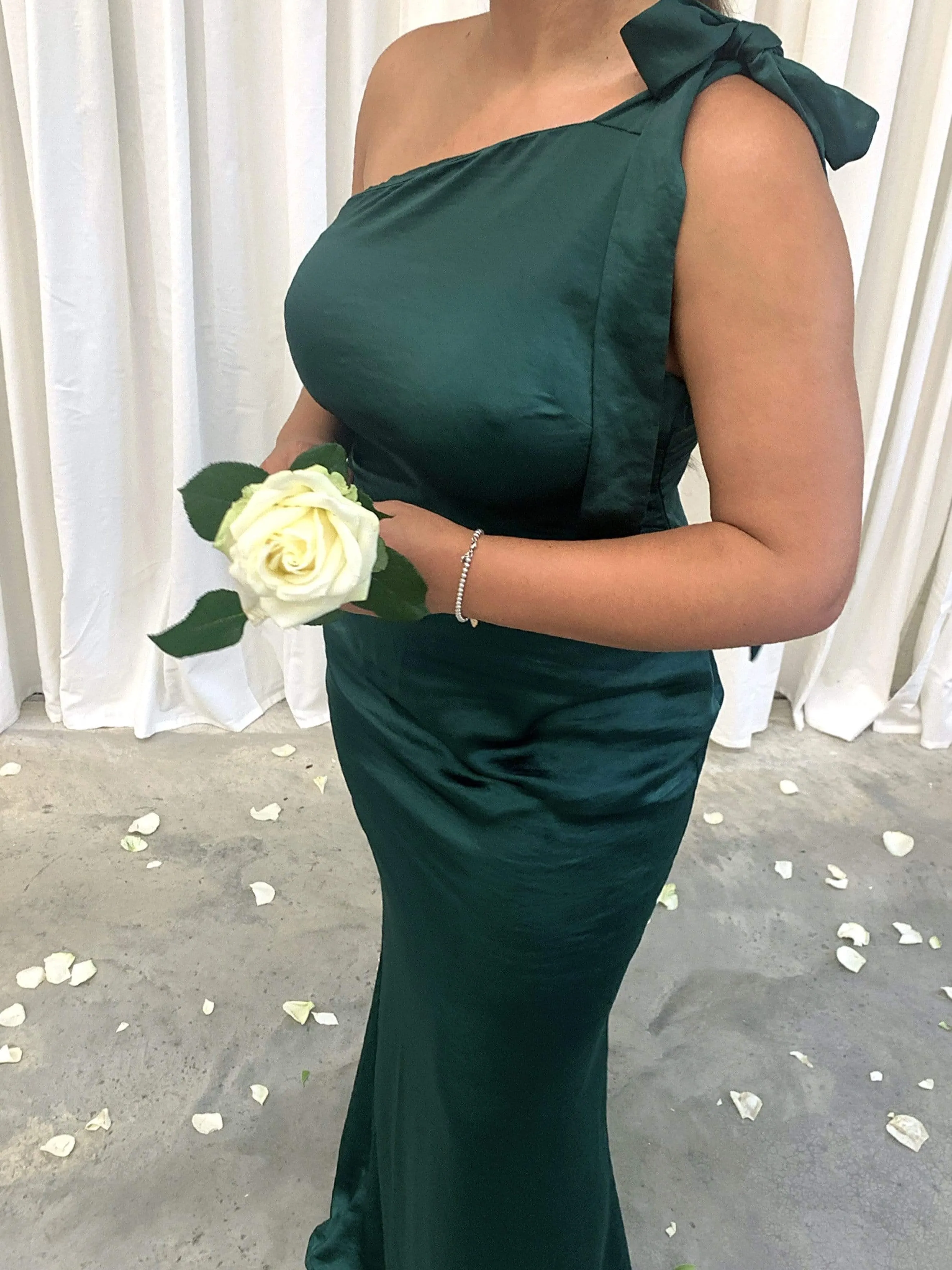 Amelia Maxi Tie Dress - Matte Emerald Green sold by Pretty Lavish product image thumbnail 2