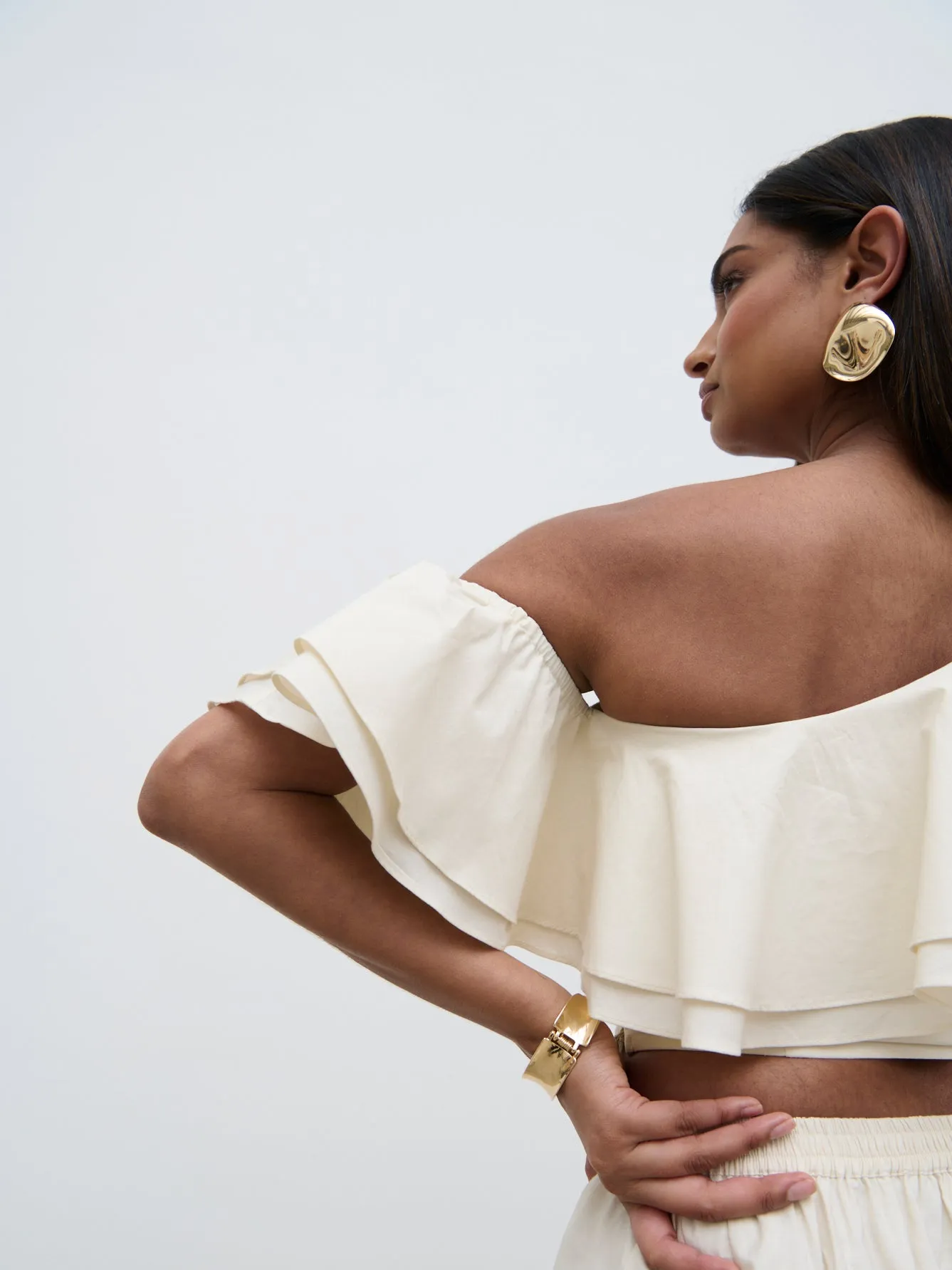 Sol Ruffle Cropped Top - Natural sold by Pretty Lavish product image thumbnail 2