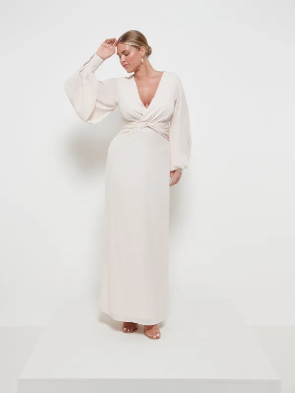 Nellie Knot Maxi Bridesmaid Dress - Champagne sold by Pretty Lavish