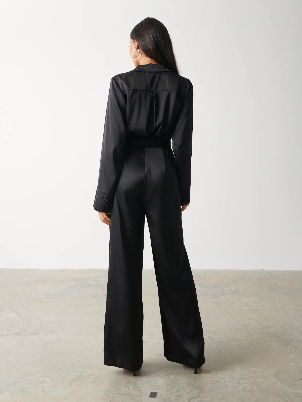 Carmen Satin Jumpsuit - Black sold by Pretty Lavish product image thumbnail 4