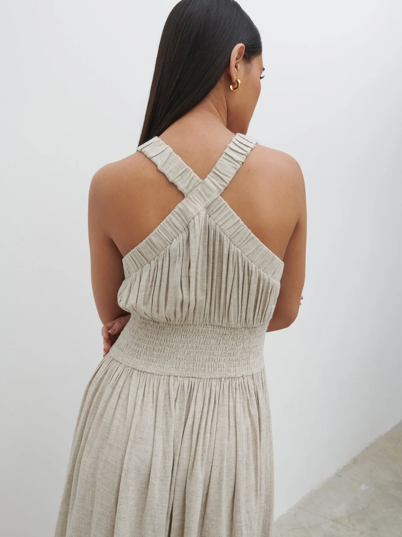 Hollie Shirred Maxi Dress - Natural sold by Pretty Lavish product image thumbnail 2