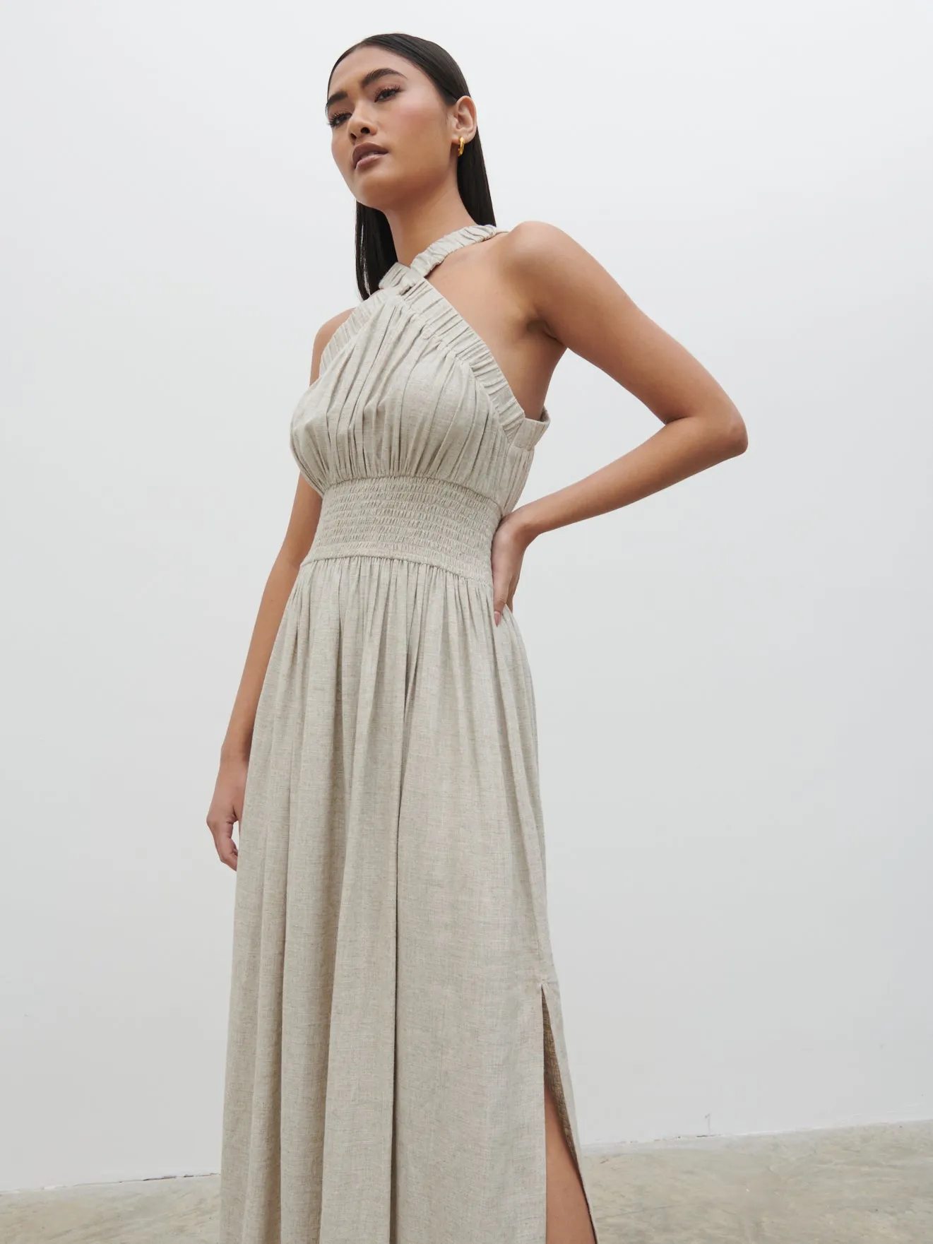 Hollie Shirred Maxi Dress - Natural sold by Pretty Lavish product image thumbnail 5