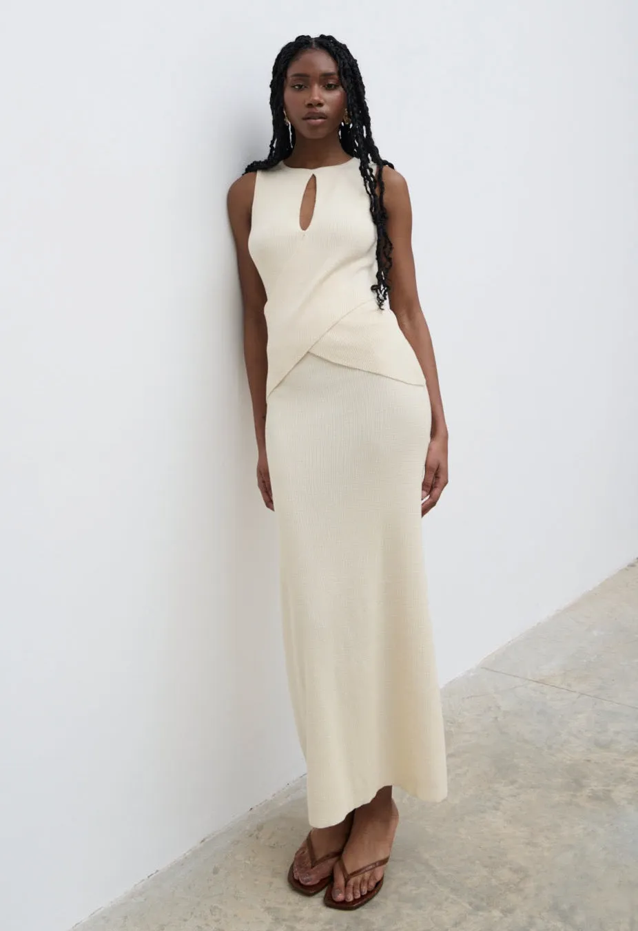 Bexley Cross Front Knit Top - Cream sold by Pretty Lavish