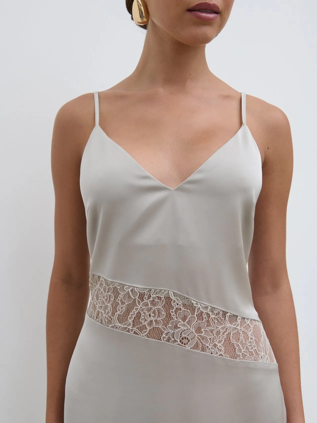 Monique Lace Inserted Slip Dress - Stone sold by Pretty Lavish product image thumbnail 4