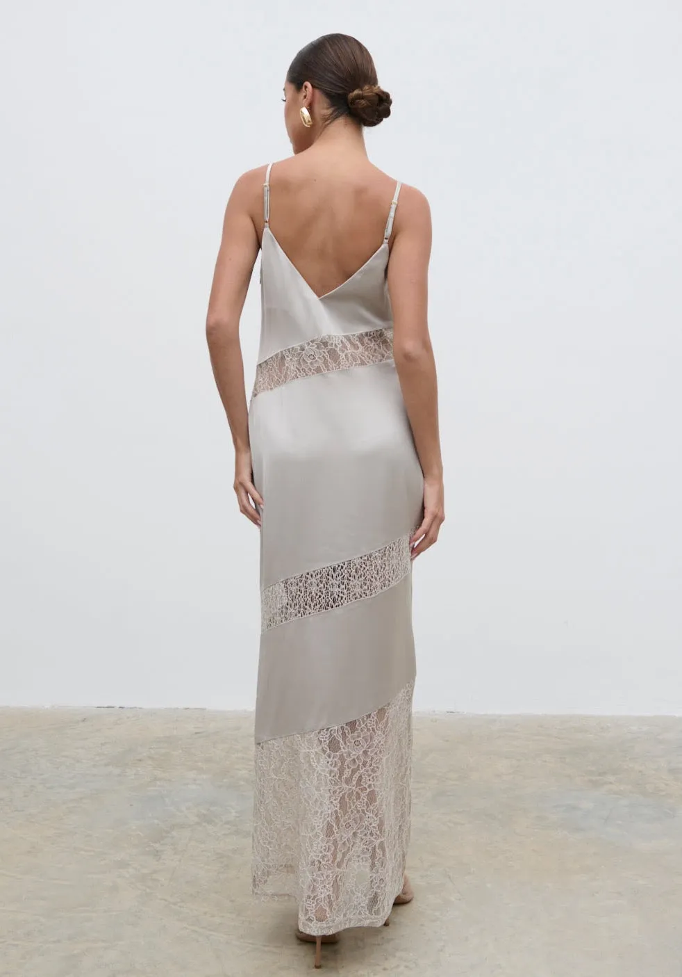 Monique Lace Inserted Slip Dress - Stone sold by Pretty Lavish product image thumbnail 3