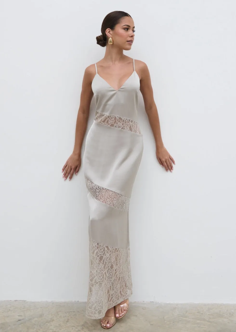Monique Lace Inserted Slip Dress - Stone sold by Pretty Lavish product image thumbnail 5