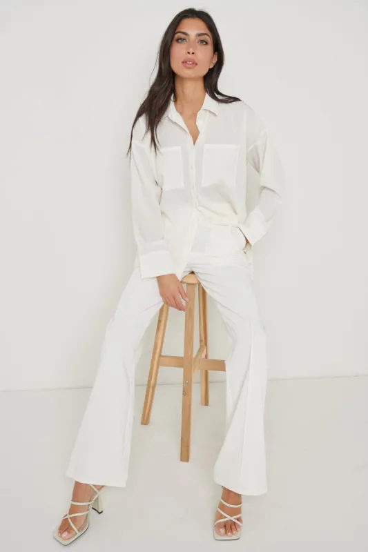 Drew Crinkle Shirt - White sold by Pretty Lavish