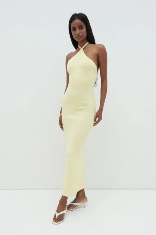 Khloe Knit Midaxi Dress - Lemon sold by Pretty Lavish