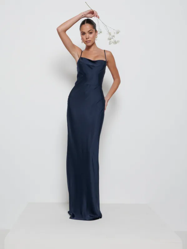Keisha Maxi Bridesmaid Dress - Matte Navy sold by Pretty Lavish