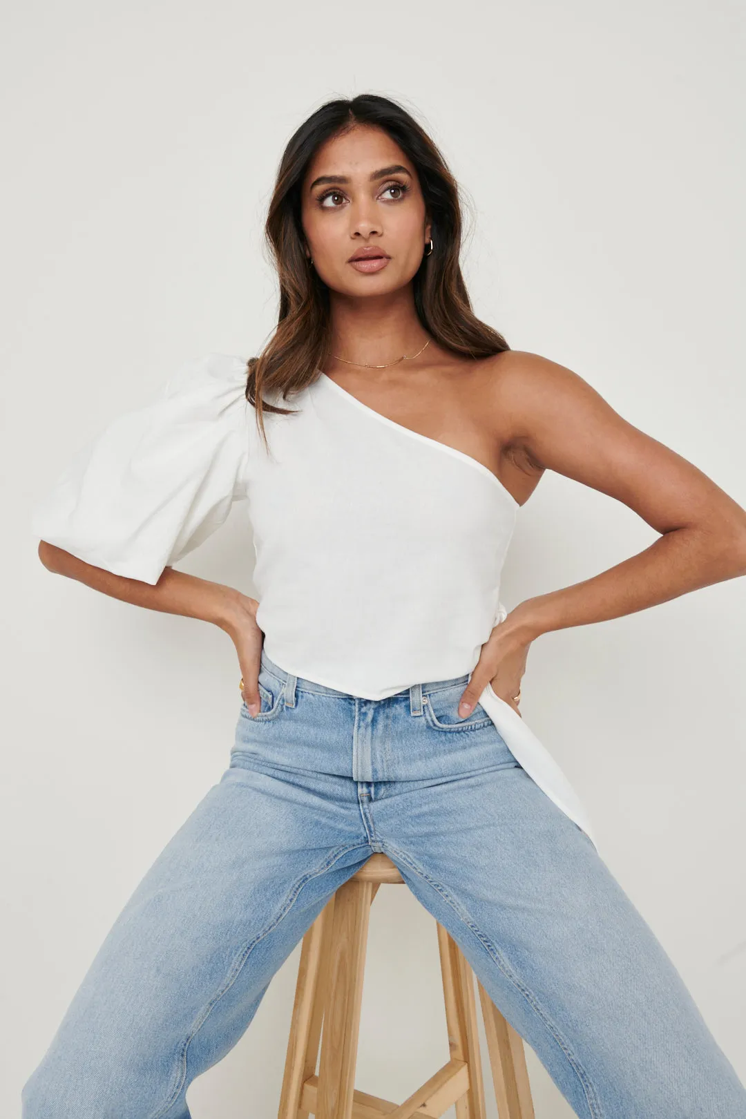 Josilyn One Shoulder Blouse - White sold by Pretty Lavish product image thumbnail 4
