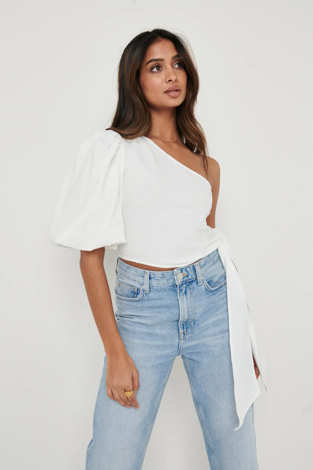 Josilyn One Shoulder Blouse - White sold by Pretty Lavish