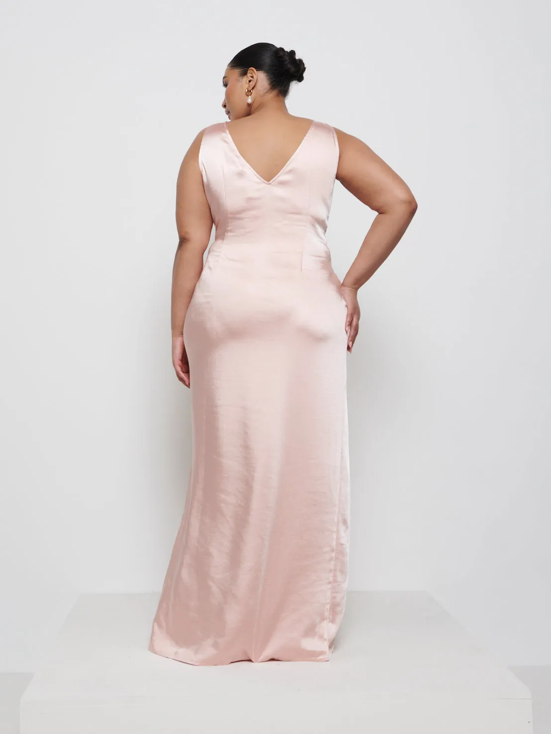 Esmee Wrap Maxi Bridesmaid Dress Curve - Blush sold by Pretty Lavish product image thumbnail 3