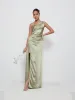 Amelia Ruched Maxi Bridesmaid Dress - Matte Olive sold by Pretty Lavish