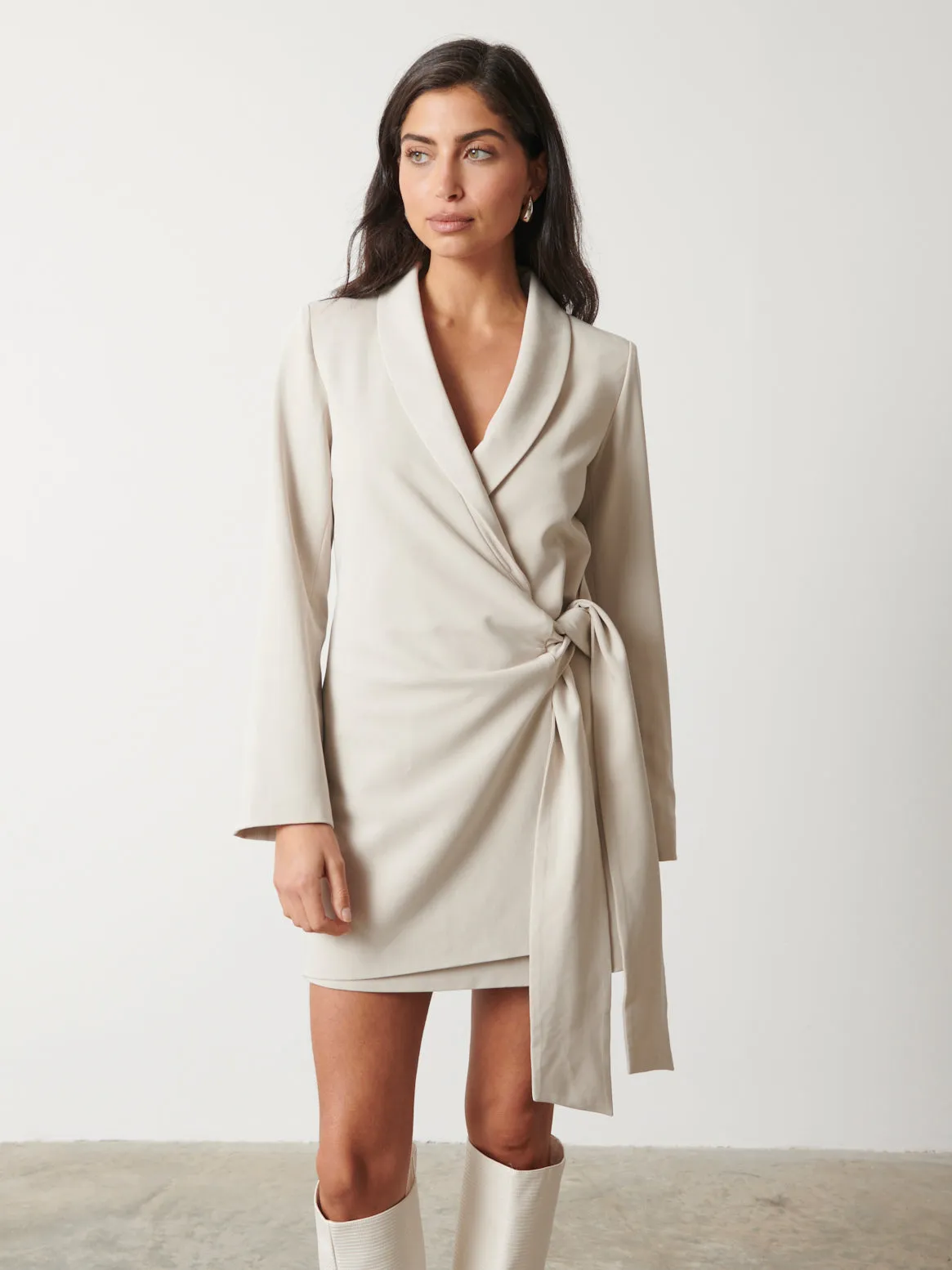 Arielle Wrap Tie Blazer Dress - Stone sold by Pretty Lavish product image thumbnail 4