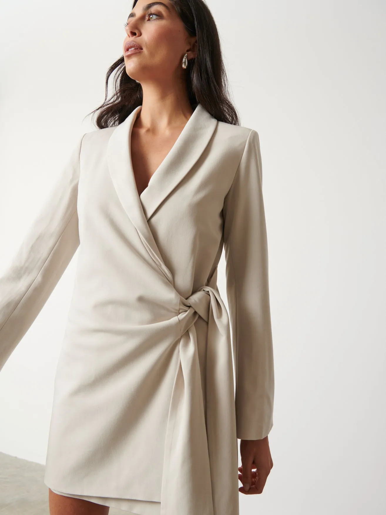 Arielle Wrap Tie Blazer Dress - Stone sold by Pretty Lavish product image thumbnail 2