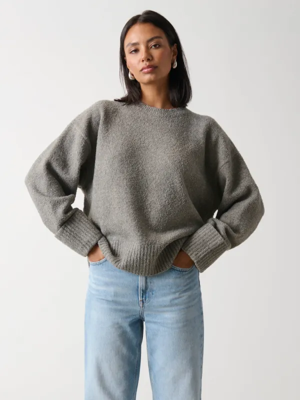 Camille Oversized Borg Jumper - Charcoal sold by Pretty Lavish