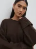 Camille Oversized Borg Jumper - Brown sold by Pretty Lavish