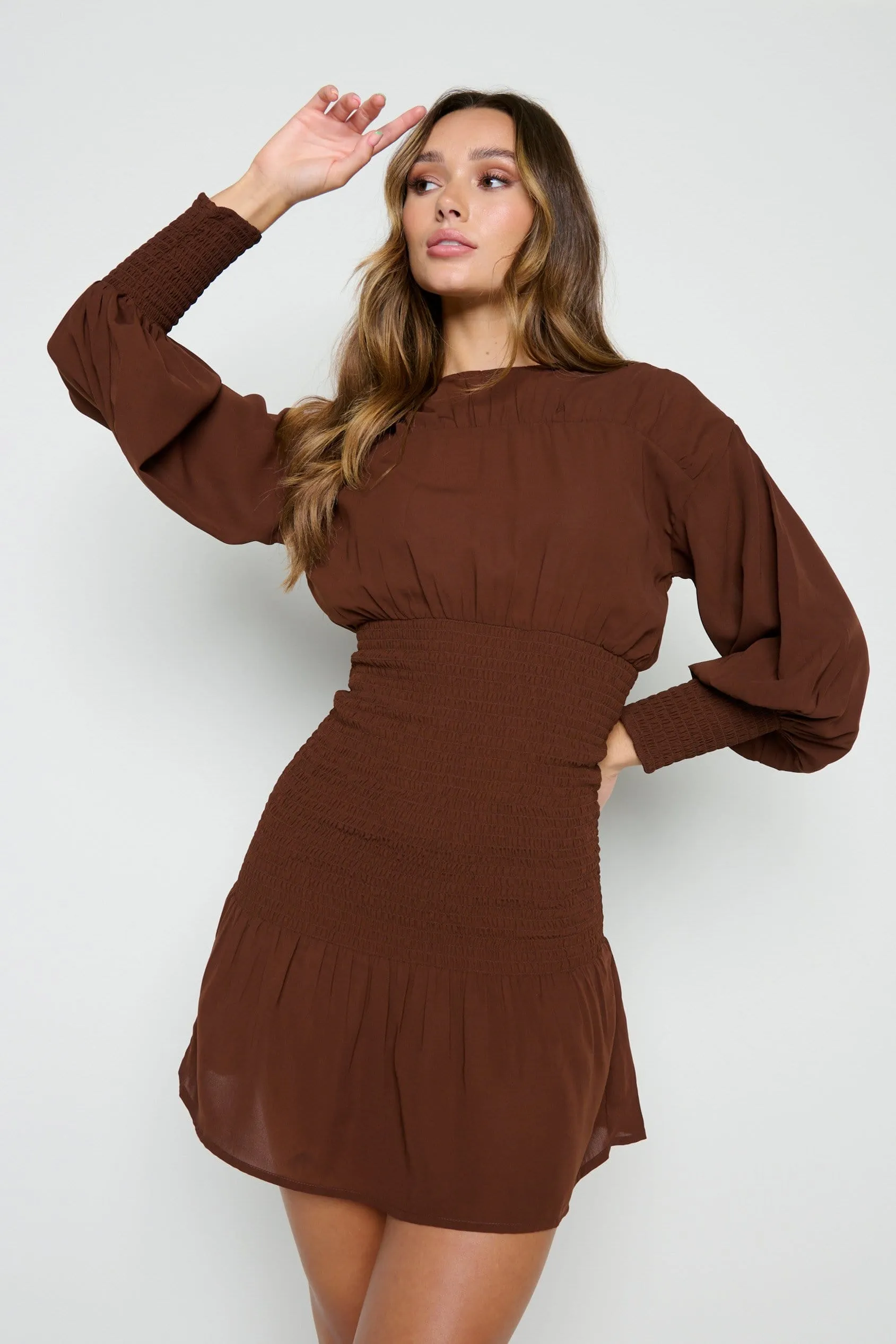 Lucille Mini Shirred Dress - Forest Gateau sold by Pretty Lavish product image thumbnail 3