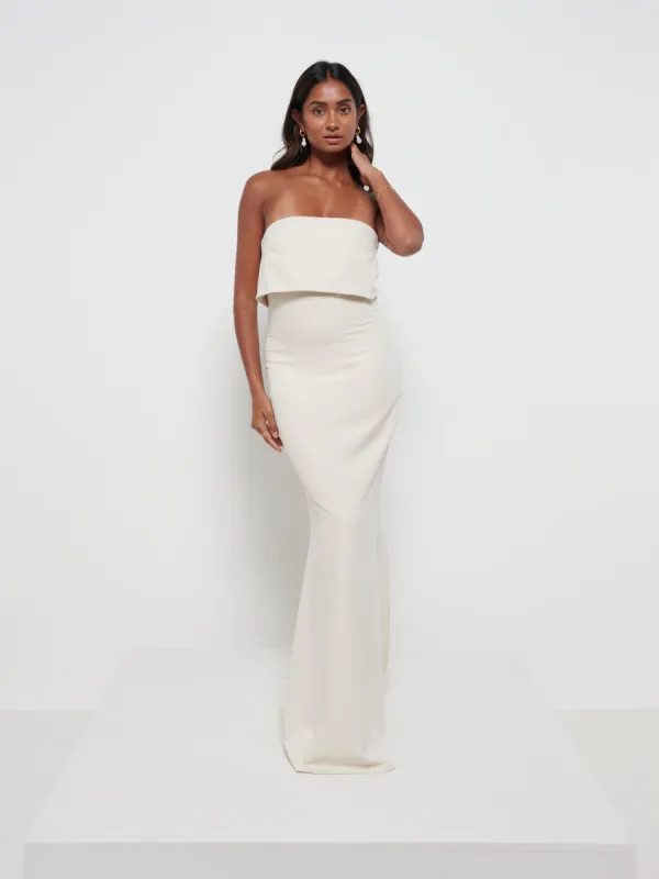 Julia Crepe Maxi Bridesmaid Dress - Champagne sold by Pretty Lavish