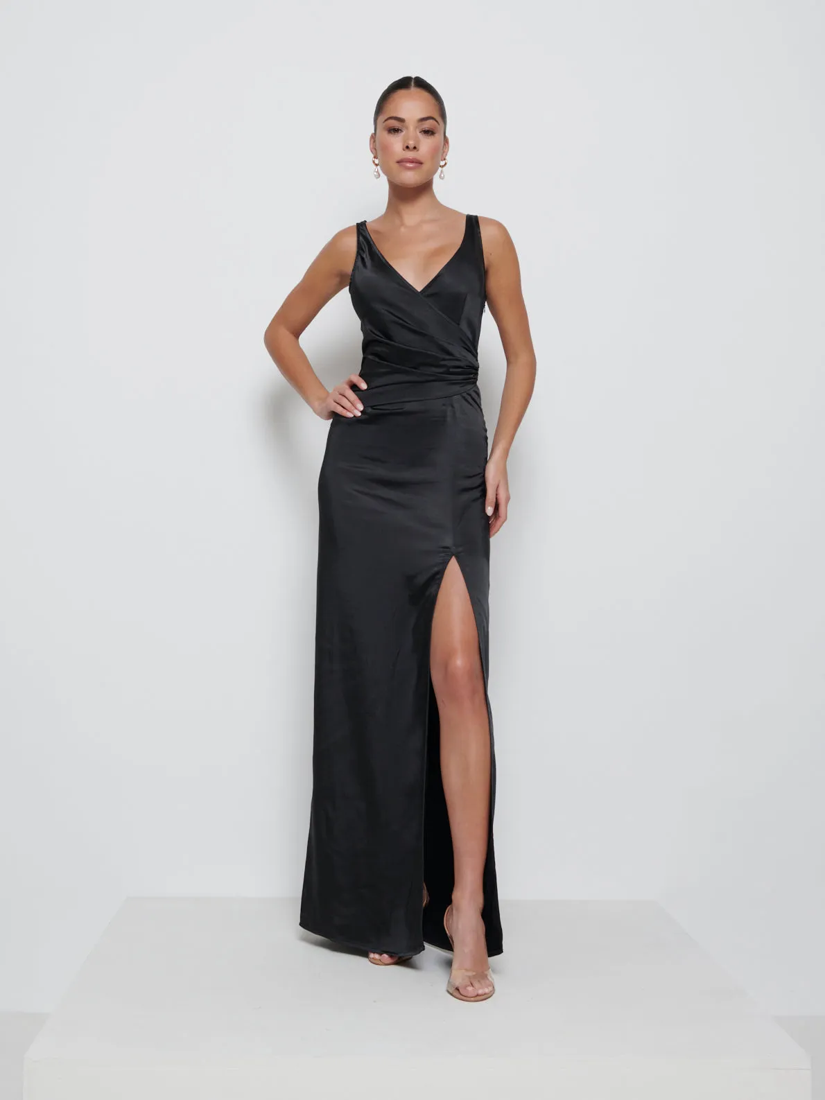 Esmee Wrap Maxi Bridesmaid Dress - Black sold by Pretty Lavish product image thumbnail 4