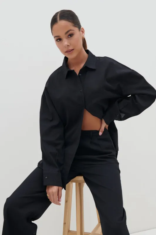 Emery Boxy Shirt - Black sold by Pretty Lavish
