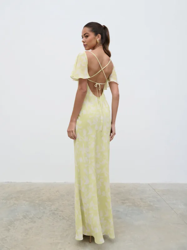 Jules Maxi Dress - Pear Sorbet Botanic sold by Pretty Lavish