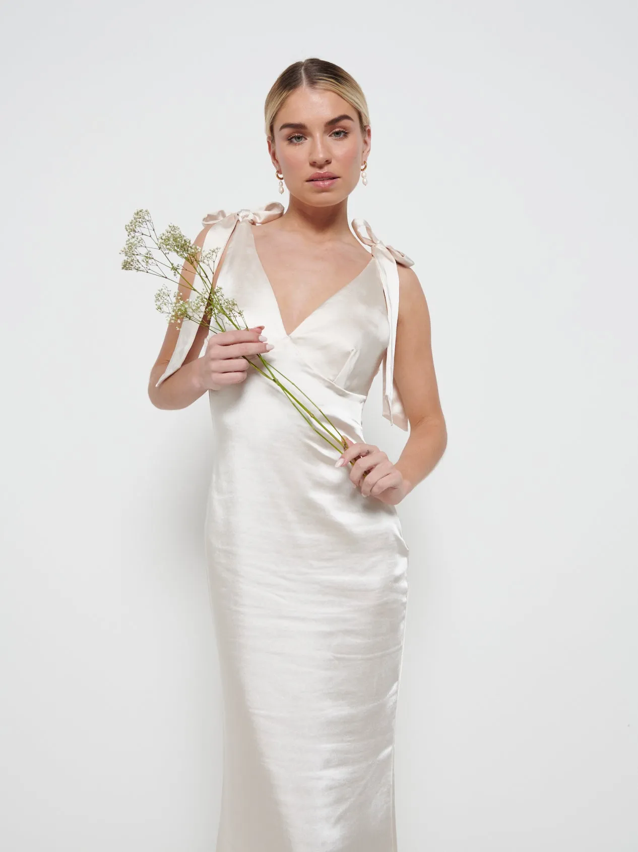 Piper Tie Maxi Bridesmaid Dress - Matte Champagne sold by Pretty Lavish product image thumbnail 2