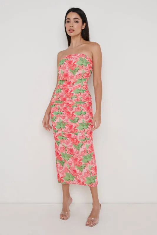 Matilda Ruched Midaxi Dress - Patchwork Floral sold by Pretty Lavish