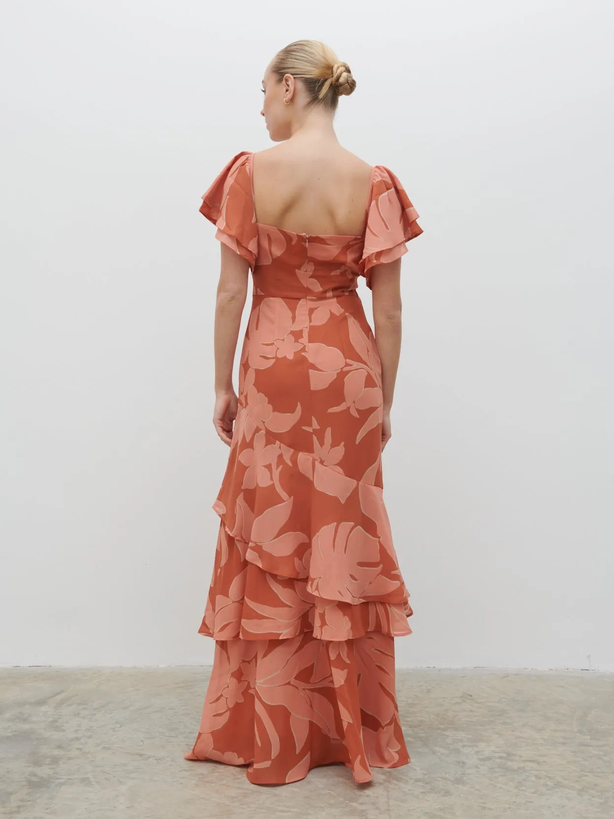 Florence Cut Out Maxi Dress - Dusky Rose Abstract Palm sold by Pretty Lavish product image thumbnail 3