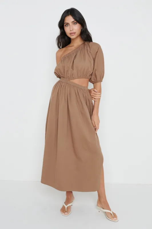 Jude Cut Out Midaxi Dress - Brown sold by Pretty Lavish
