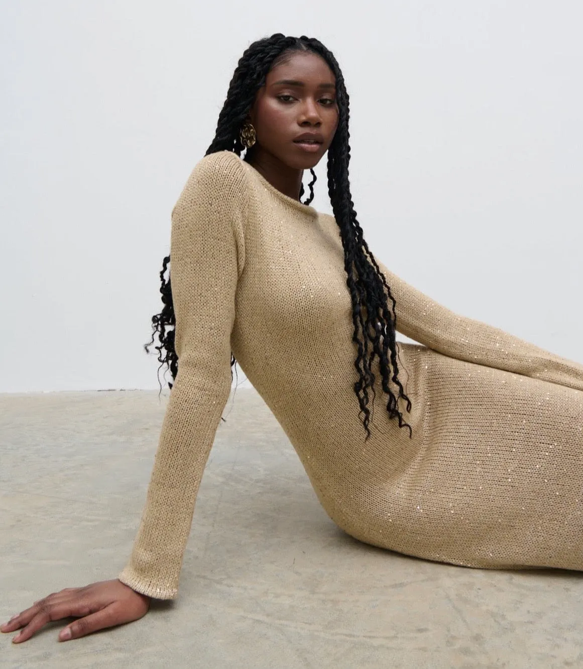 Anastasia Sequin Maxi Knit Dress - Gold sold by Pretty Lavish product image thumbnail 4