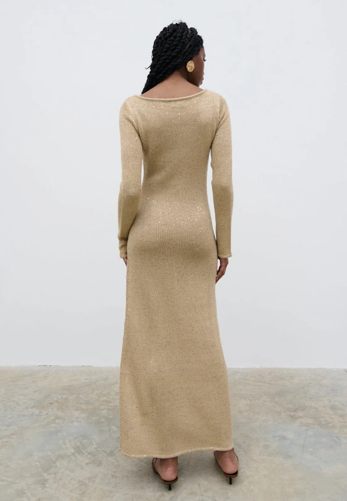 Anastasia Sequin Maxi Knit Dress - Gold sold by Pretty Lavish product image thumbnail 5