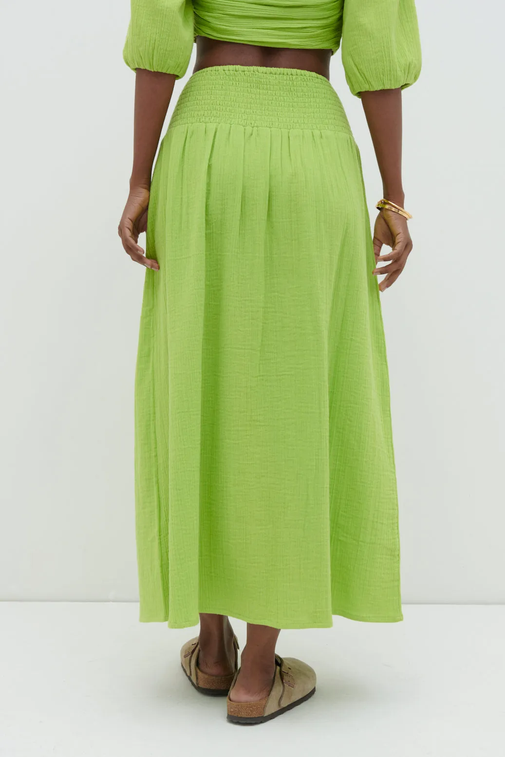Ingrid Ruched Midaxi Skirt - Lime sold by Pretty Lavish product image thumbnail 3