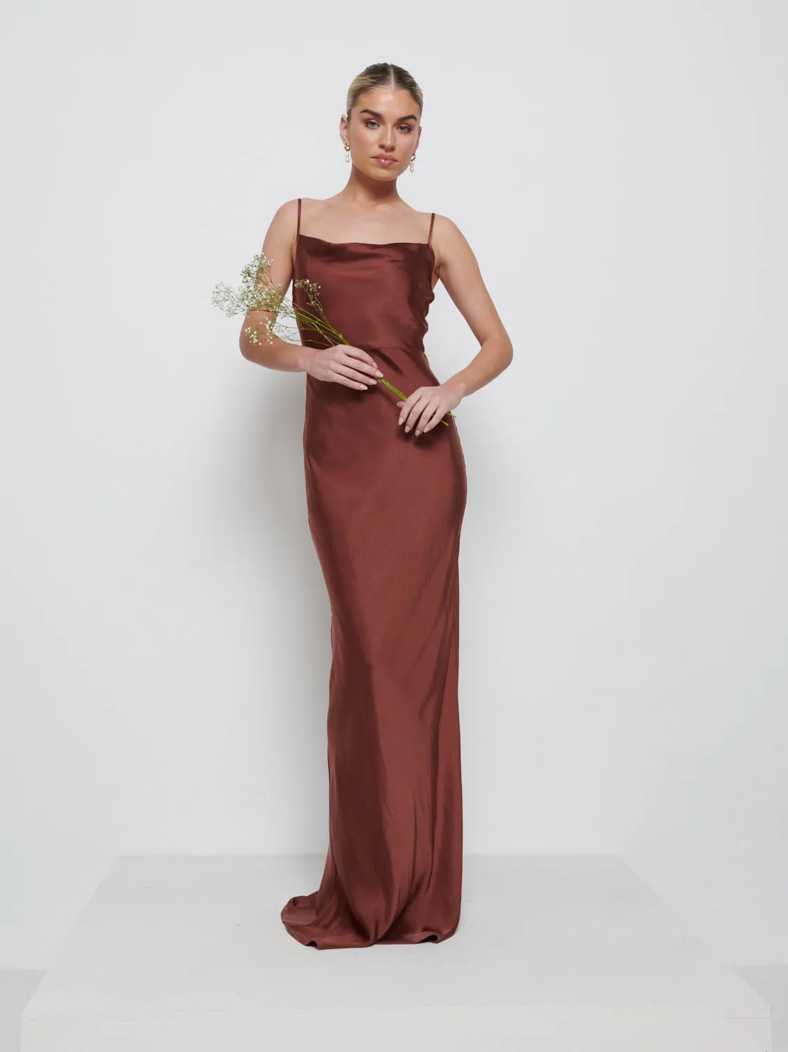 Keisha Maxi Bridesmaid Dress - Matte Mahogany sold by Pretty Lavish