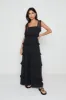 Rosetta Ruffle Midaxi Dress - Black sold by Pretty Lavish