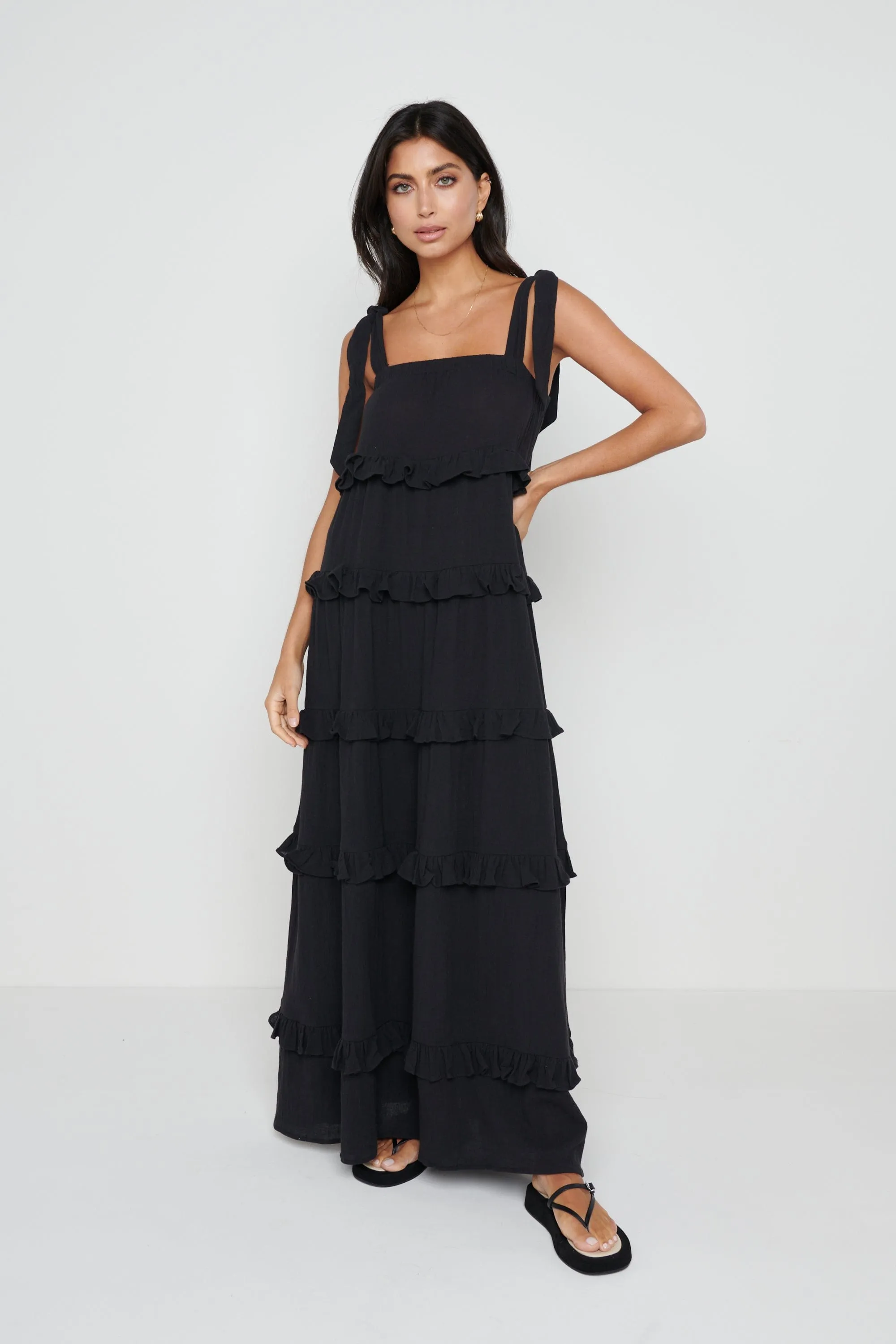 Rosetta Ruffle Midaxi Dress - Black sold by Pretty Lavish product image thumbnail 4