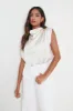 Farrah Funnel Neck Blouse - Oyster sold by Pretty Lavish