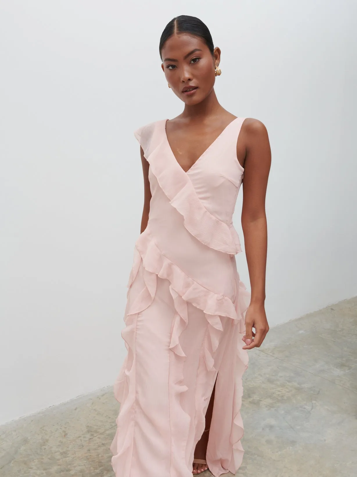 Faye Ruffle Maxi Dress - Blush sold by Pretty Lavish product image thumbnail 2