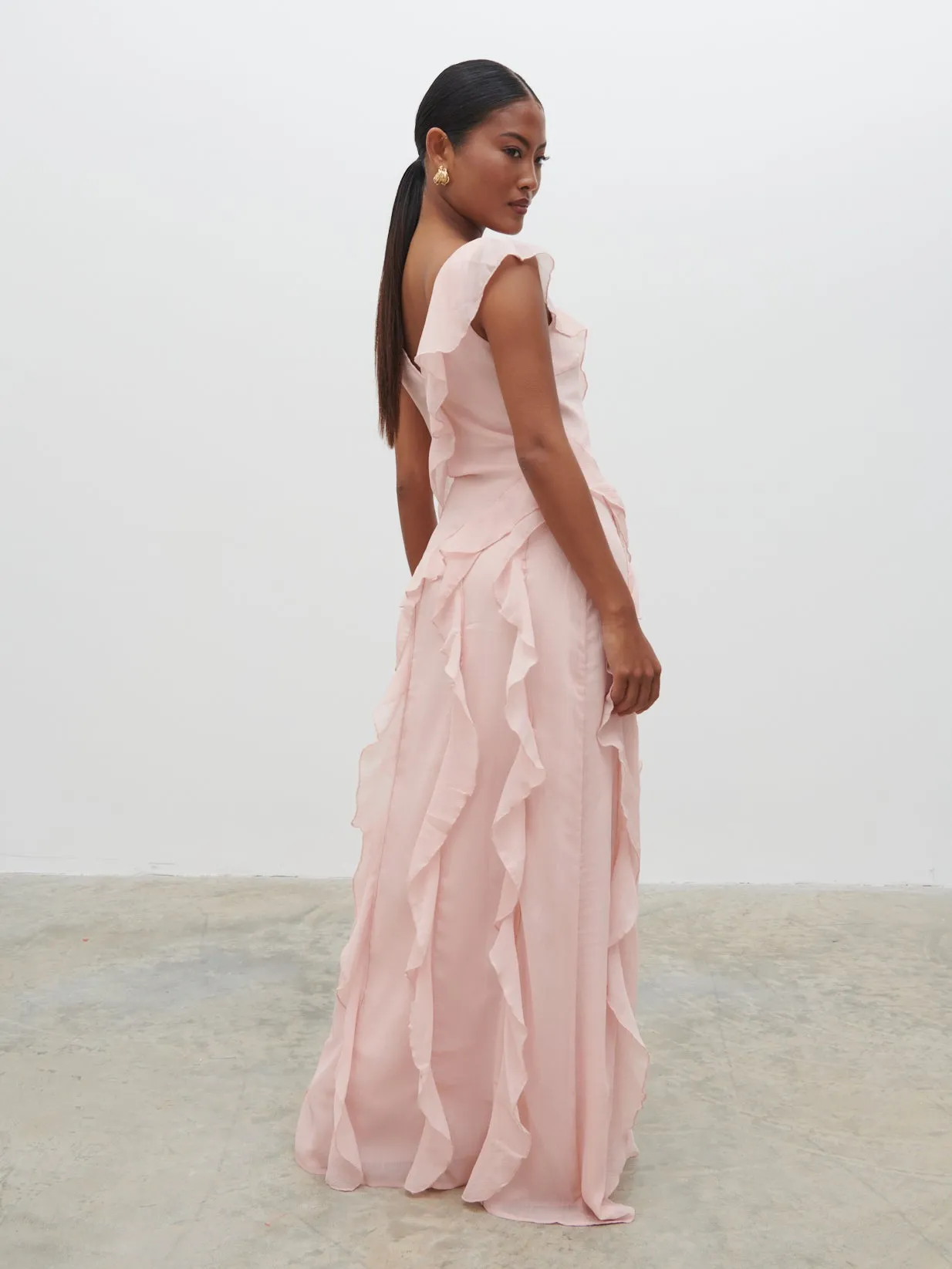 Faye Ruffle Maxi Dress - Blush sold by Pretty Lavish product image thumbnail 4