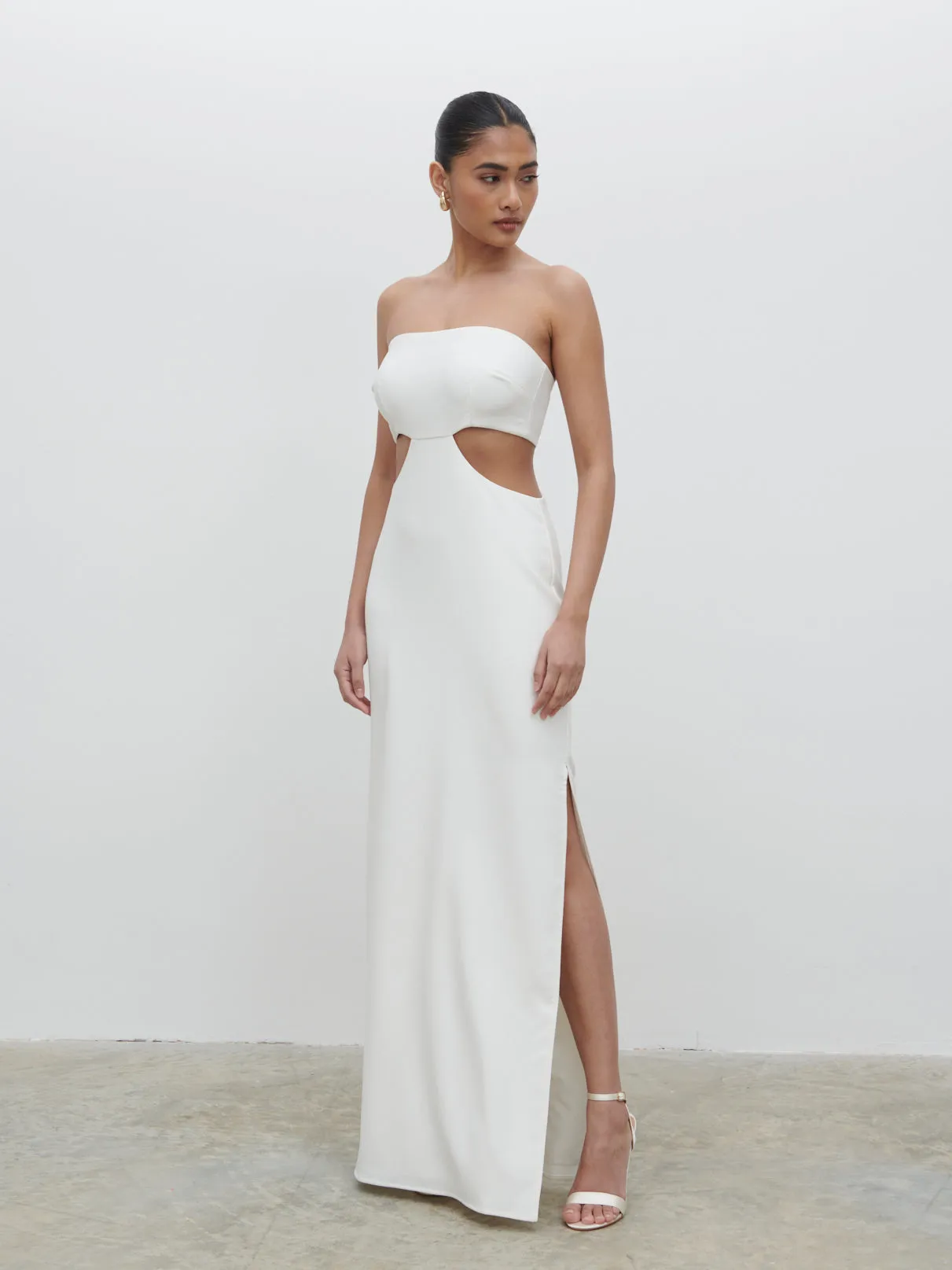 Verde Bandeau Cut Out Maxi Dress - Ivory sold by Pretty Lavish product image thumbnail 3