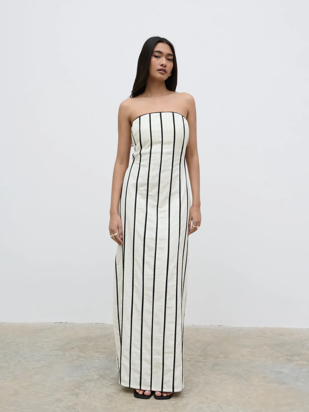 Penny Striped Bandeau Dress - Cream and Black sold by Pretty Lavish product image thumbnail 2